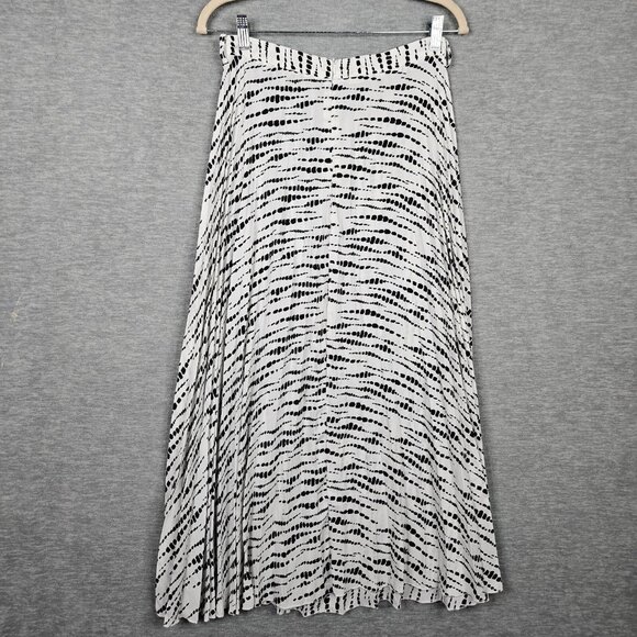 ZARA Women's Black and White Printed Midi Pleated Skirt Size M - Picture 2 of 6